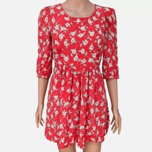 Free people Retro Red floral Cherry V waist Dress